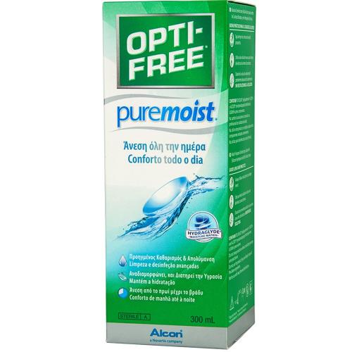 Alcon Opti-Free Pure Moist Υγρό Απολύμανσης Κατάλληλο για Φακούς Σιλικόνης, Υδρογέλης & Μαλακούς Φακούς Επαφής Πολλαπλών Χρήσεων 300ml